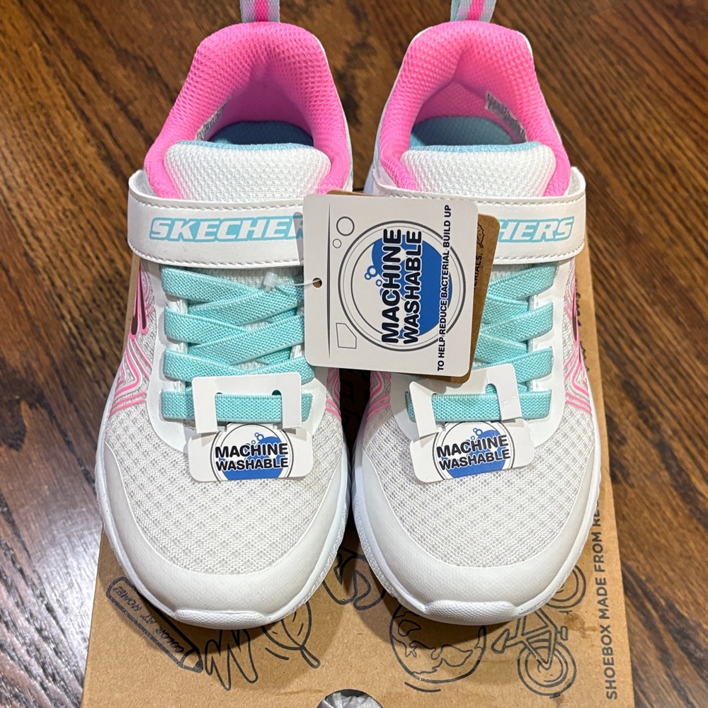 Skechers Kids' White and Pink Sneakers